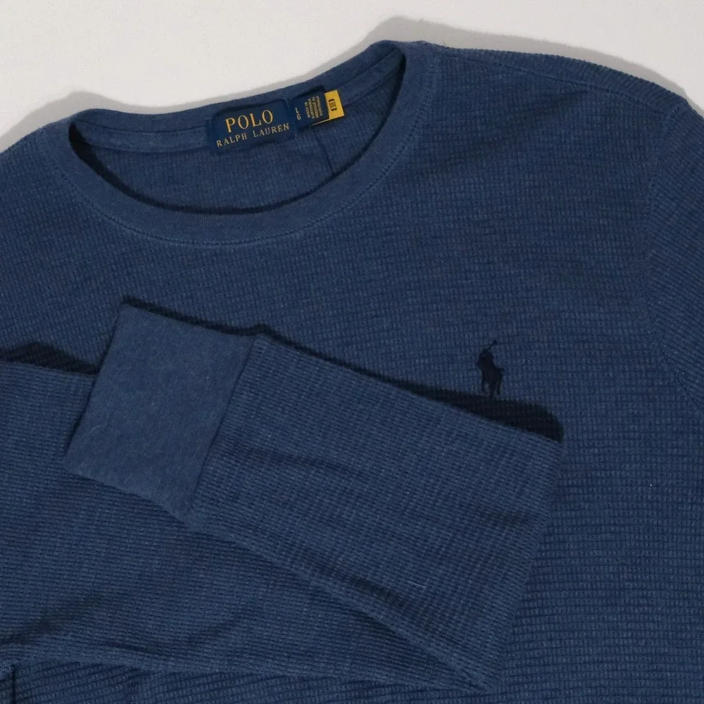 Polo Ralph Lauren Sweater Mens Large Navy Cotton Long Sleeve
